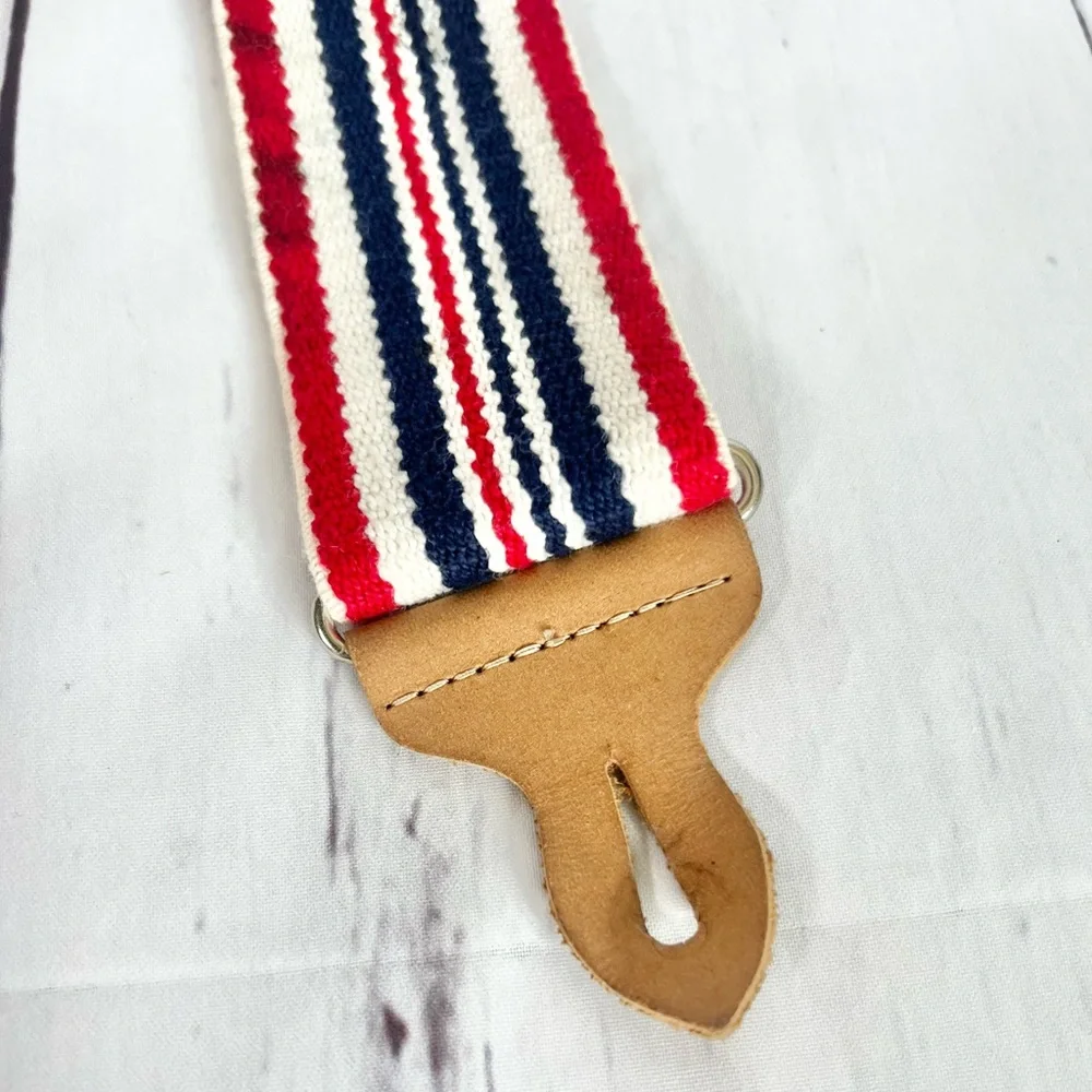 Vintage Levi’s Red White Blue Striped Suspenders Button End Leather Y-Back OS